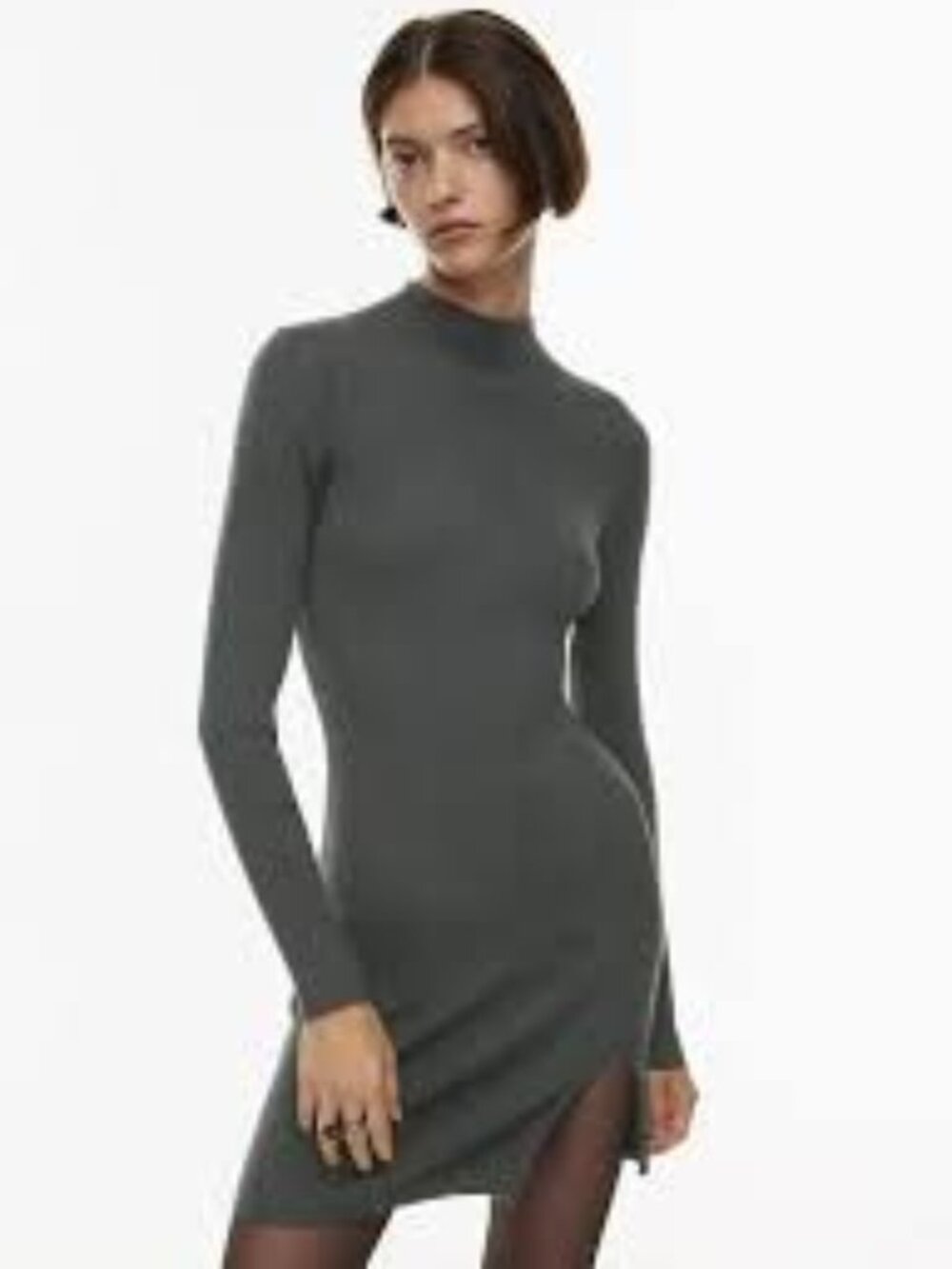 NWT Aritzia Wilfred Alchemy Knit Mockneck Sweater Dress Size XS - Colour Grey